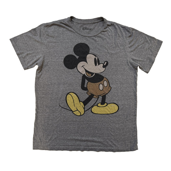 Disney Mickey Mouse Shirt Mens Large Gray Heather Graphic Tee T-Shirt Classic - Picture 1 of 6